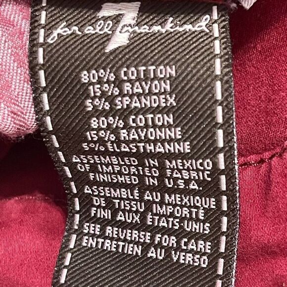 7 For All Mankind Gwenevere Twill Skinny Jeans Bright Burgundy Red Size 28 - Picture 12 of 15